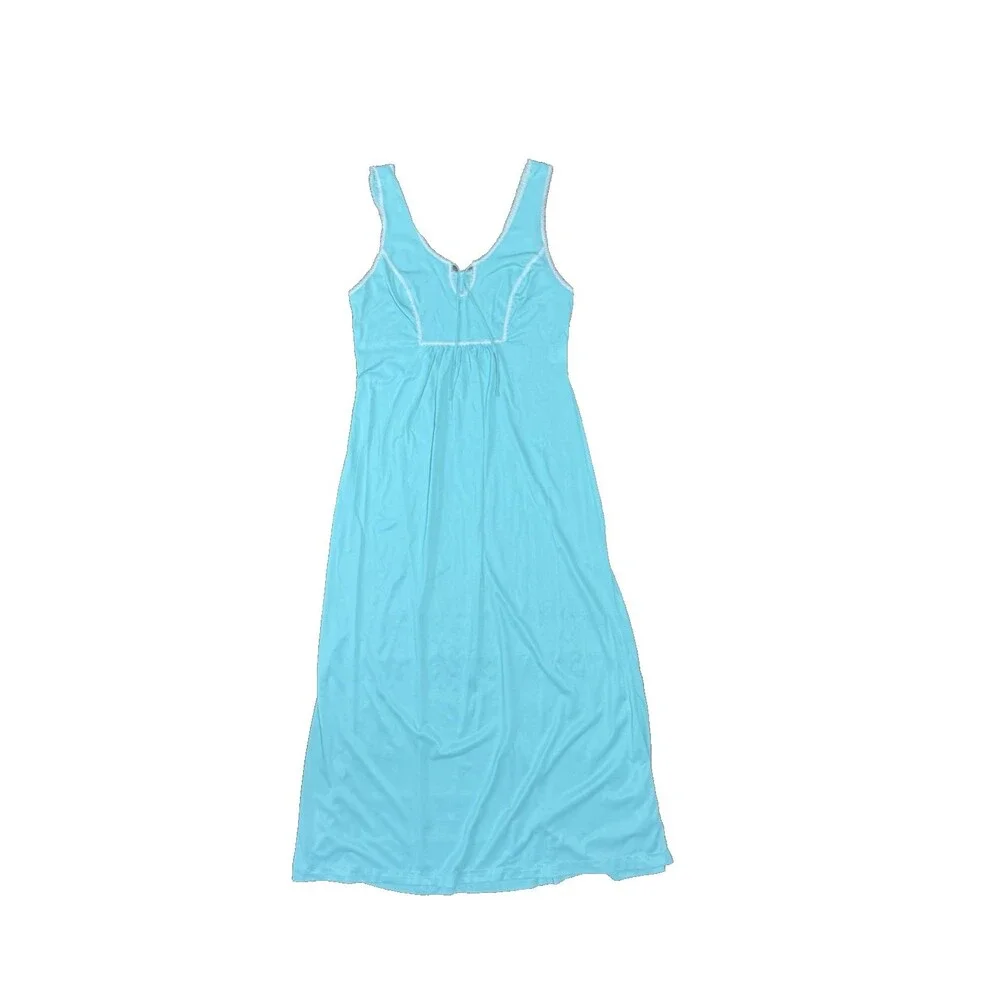 VTG 70s Dutchess 'Individually Yours' US Made Teal Nightgown Coquette Lace M